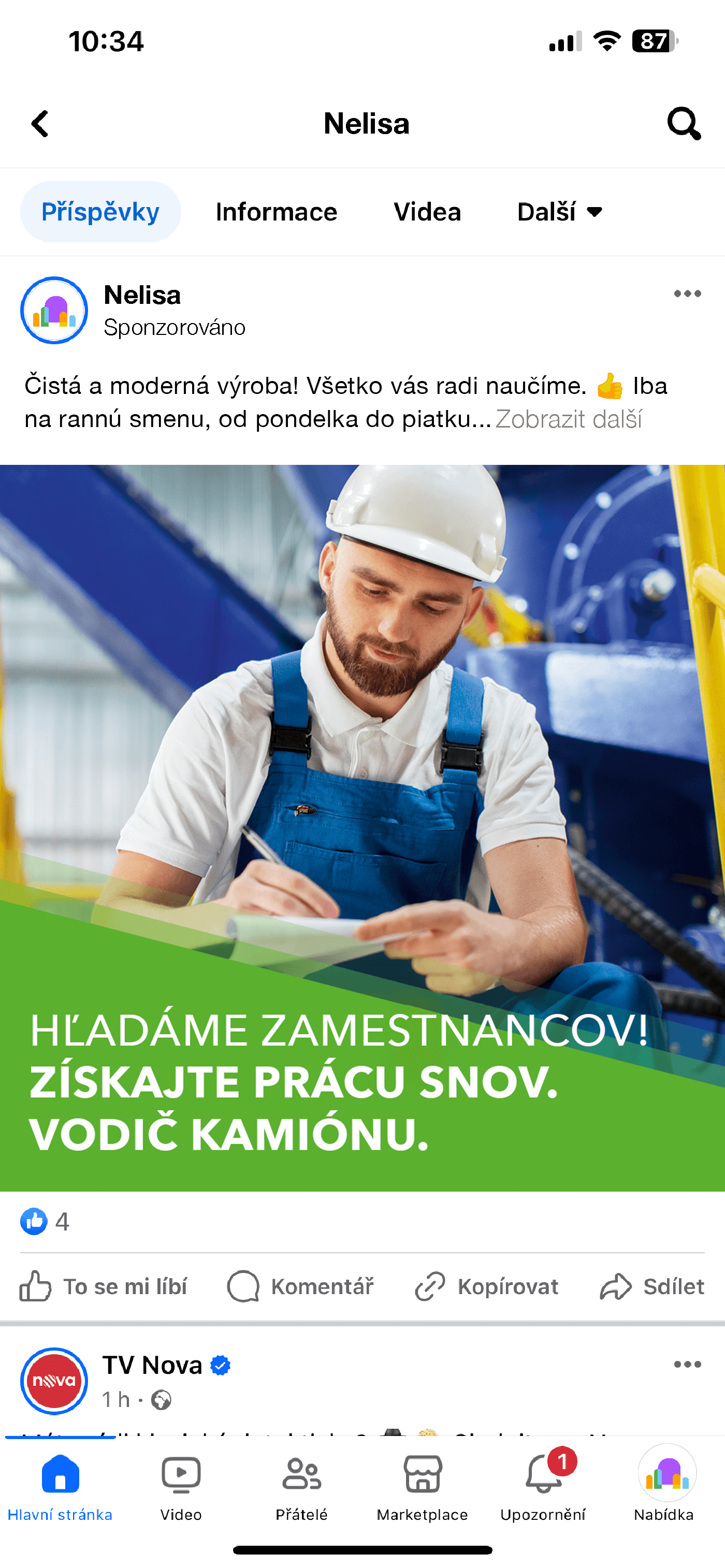 Ukážková náborová kampaň na Facebooku – Operátor výroby