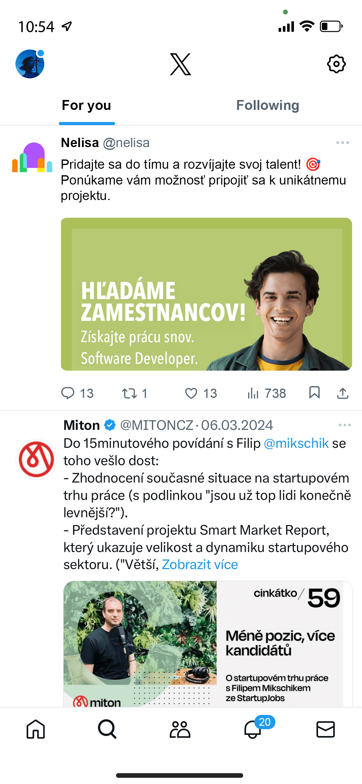 Ukážková náborová kampaň na X (Twitteri) – Software developer
